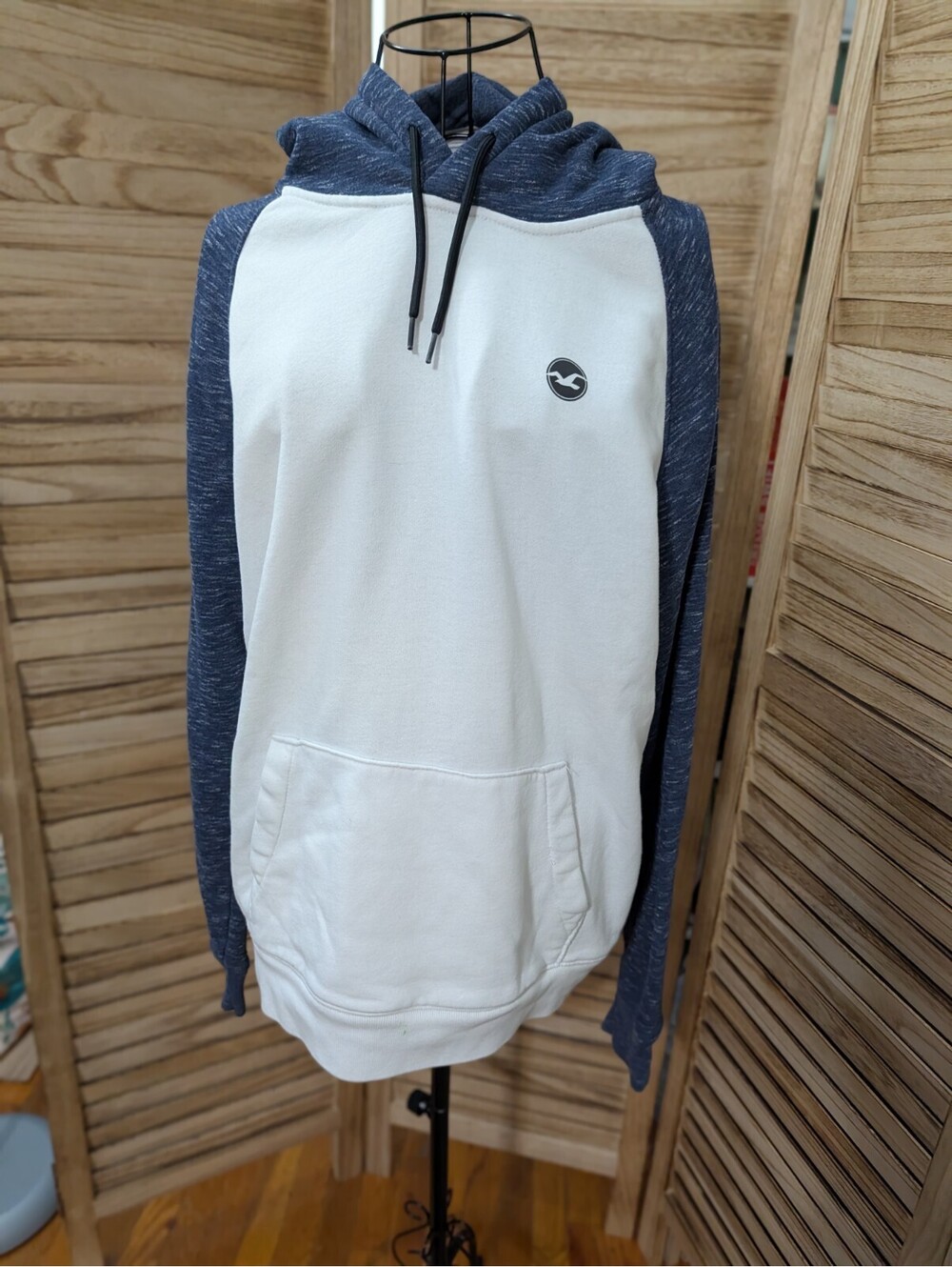 Hollister White And Blue Hoodie Sweatshirt Size L